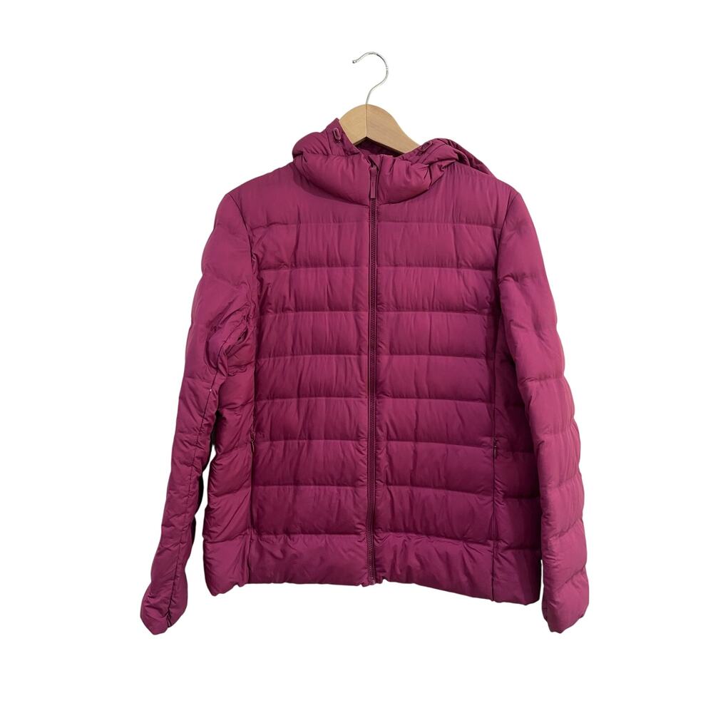 Uniqlo Ultra Light Down Parka Red Hooded Puffer Jacket Size M